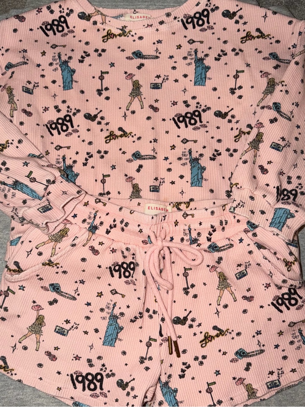 Elisabeth Faith Girls Pink 1989 Print Pajama Set